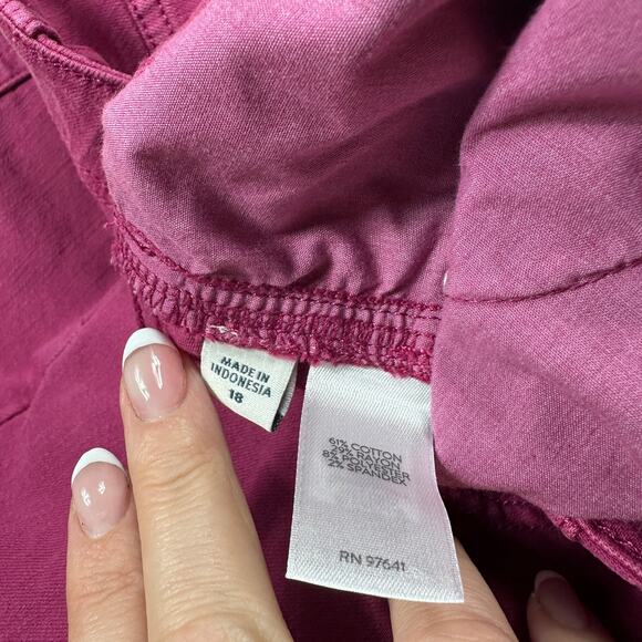 J. Jill Denim High Rise Straight Leg Crop Raw Hem Stretch Burgundy Jeans 18 - Picture 9 of 13
